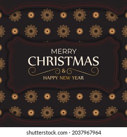 Merry Christmas Print ready card design with winter ornaments. Happy new year poster template