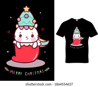 Merry christmas quote graphic custom typography t-shirt design template vector.Premium quality logo concept illustration.