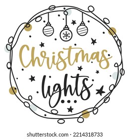 Merry Christmas quote. Hand drawn lettering for greeting cards. Vector.