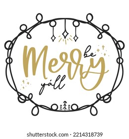 Merry Christmas quote. Hand drawn lettering for greeting cards. Vector.
