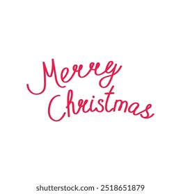 Merry Christmas quote in red color. Hand drawn vector cute lettering. Stickers or prints templates