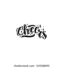 Merry christmas quote, vector text for design greeting cards, photo overlays, prints, posters. Hand drawn letters. Cheers