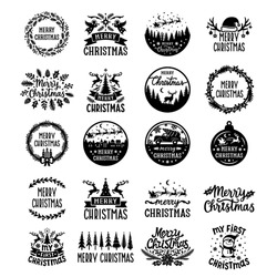 Merry Christmas Quotes Vector Set. For A Postcard, Banner, Window, Wall Decor, Paper Cutting, Laser Cut, Printing On T-shirts, Pillows. Holidays Text. Isolated On White Background.