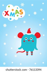 merry christmas rat doodle greeting