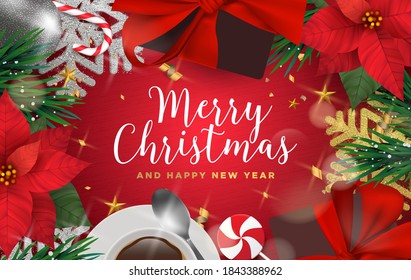 Feliz Navidad realista 3d diseño plano de marco de objeto fijo gráfico vector