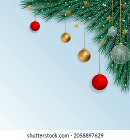 Merry christmas realistic  background with Elegant ornaments