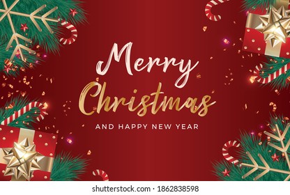 Merry Christmas Happy New Year Card Stock Vector (Royalty Free) 1544329328