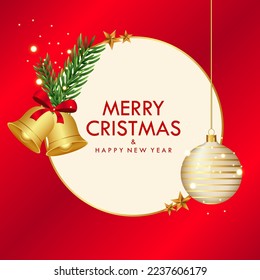 merry Christmas realistic greeting card with xmas elements