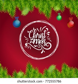 Merry christmas with red christmas background.