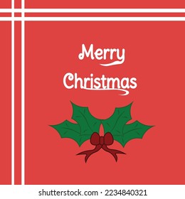 merry christmas with red background and leaf decoration red xmas napkin design christmast greeting design