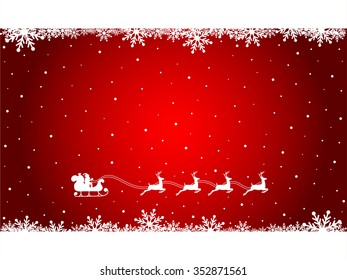 Merry Christmas Red Background With Santa Flying 