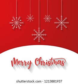 Merry christmas red background with snowflake, vector, illustration, eps file