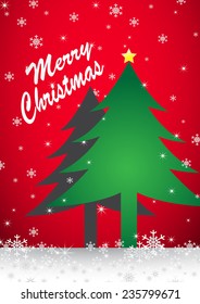 Merry Christmas red background, vector illustration