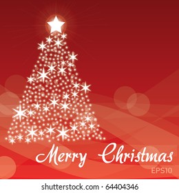 merry christmas - red background, white tree