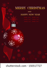 merry christmas red background with xmas ball,holiday background.