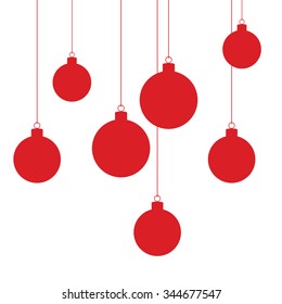 Merry Christmas red christmas balls. Vector illustration