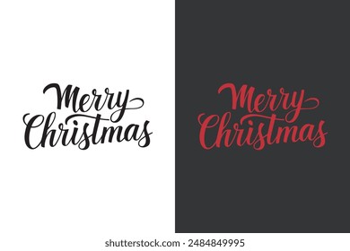 Merry christmas red and black vector brush calligraphy.