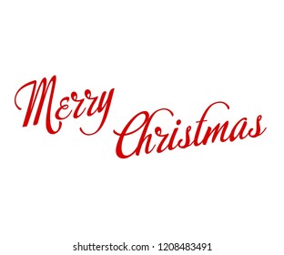 Merry Christmas red Calligraphic Lettering text for design greeting cards. Holiday Greeting Gift Poster. Calligraphy modern Font