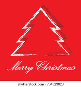 Merry Christmas red card tree with text