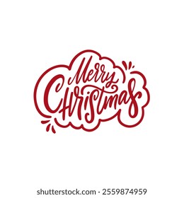 Merry Christmas red color holiday lettering phrase in fluffy cloud, perfectly capturing the joyful and festive spirit of Christmas time