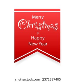 Merry Christmas Red Curved Ribbon. Merry Christmas lettering, vector illustration.