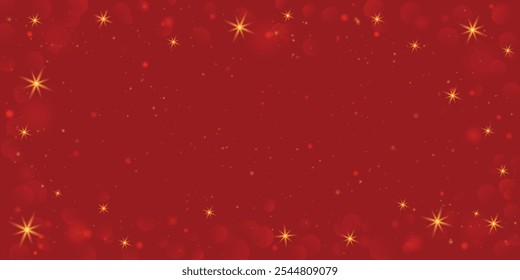Merry Christmas Red Elegant Background with Shiny Lights. Christmas festive red bokeh background