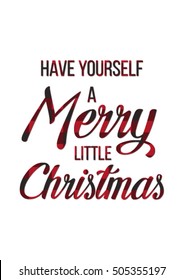 Merry Christmas Red Fabric Plaid Greeting Card