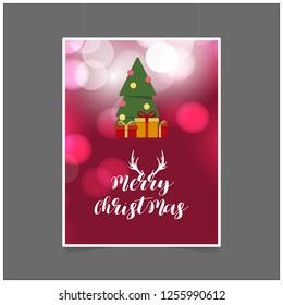 Merry Christmas Red Glowing background with Gift box