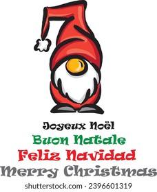 merry christmas red gnome design holidays card concept vector illustration