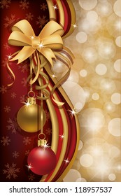 Merry Christmas red golden banner, vector illustration