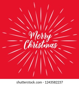 merry christmas red hand lettering inscription to winter holiday design, calligraphy vector illustration