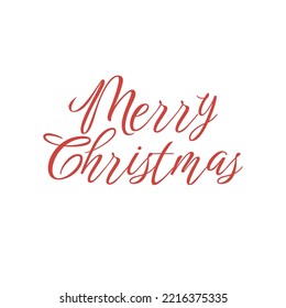 merry christmas red hand lettering inscription to winter holiday design, calligraphy vector illustration