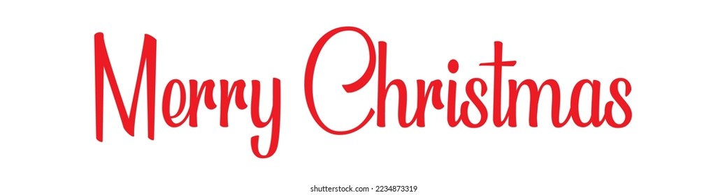 Merry Christmas red hand lettering inscription to winter holiday design, vector illustration.