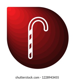 Merry Christmas red icon in the form of a drop. Winter icon in beautiful gradient design isolated on white background. New year sign vector illustration. Christmas candy cane symbol.