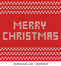 Merry Christmas red knitting vector card