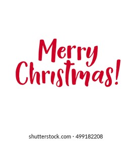 Merry Christmas Red Lettering Inscription, artistic written for greeting card, poster, print, web design and other decoration, handmade calligraphy vector illustration.