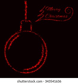 Merry Christmas red light card with ball