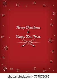 Merry Christmas red poster design and illustration with small snowflakes. Background for card,poster and other designs.