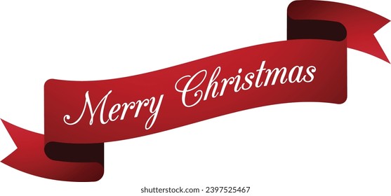 Merry Christmas Red Ribbon Banner
