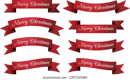Merry Christmas Red Ribbon Banner
