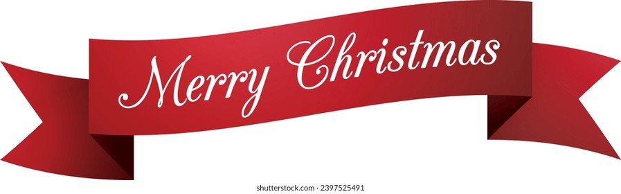 Merry Christmas Red Ribbon Banner