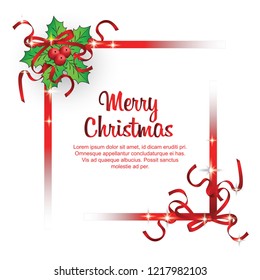 Merry Christmas with red ribbons