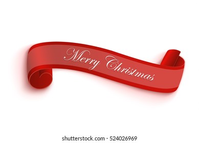 Merry Christmas red scroll.vector illustration of happy new year