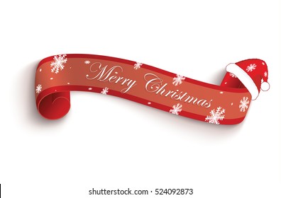 Merry Christmas red scroll.vector illustration of happy new year