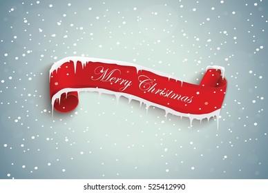 merry Christmas red scroll.vector illustration of happy new year