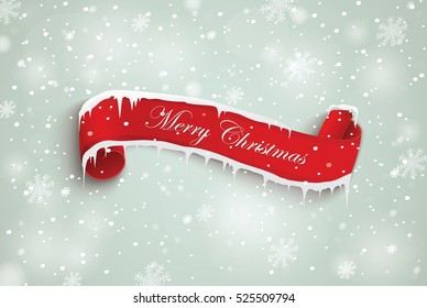 Merry Christmas red scroll.vector illustration of happy new year.