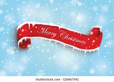 Merry Christmas red scroll.vector illustration of happy new year.