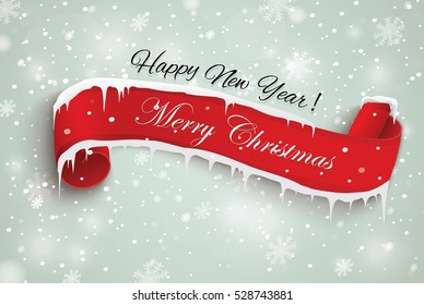 Merry Christmas red scroll.vector illustration of happy new year.