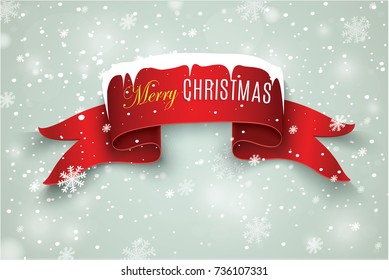 Merry Christmas red scroll.vector illustration of happy new year.