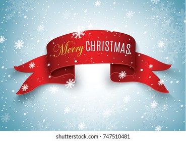 Merry Christmas red scroll.vector illustration of happy new year.2018.red banner for postcards and calendars.